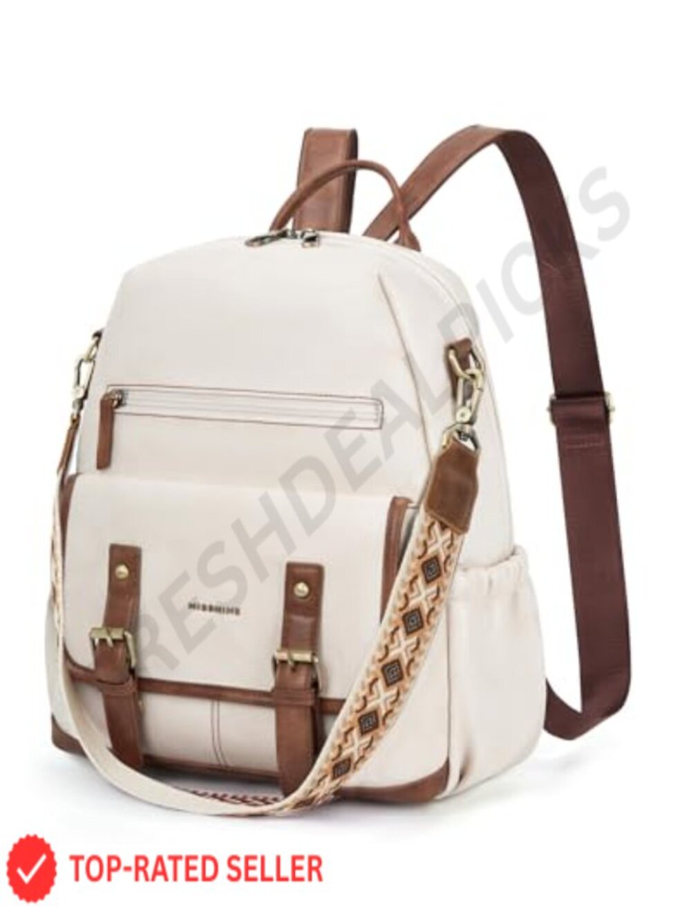 Vintage PU Leather Convertible Backpack Purse for Women, Large Travel Satchel